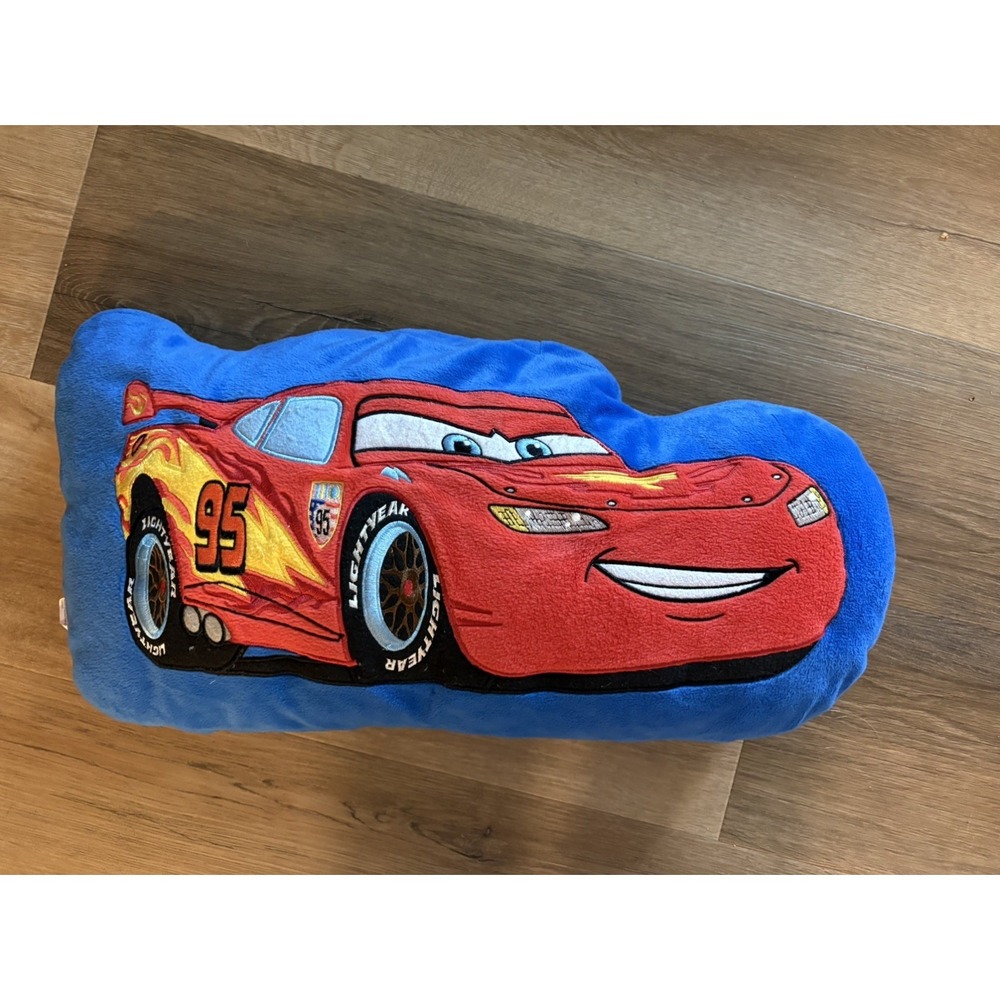 Vintage Disney Pixars Cars Lightning McQueen Plush Pillow Stuffed Animal Toy 22"